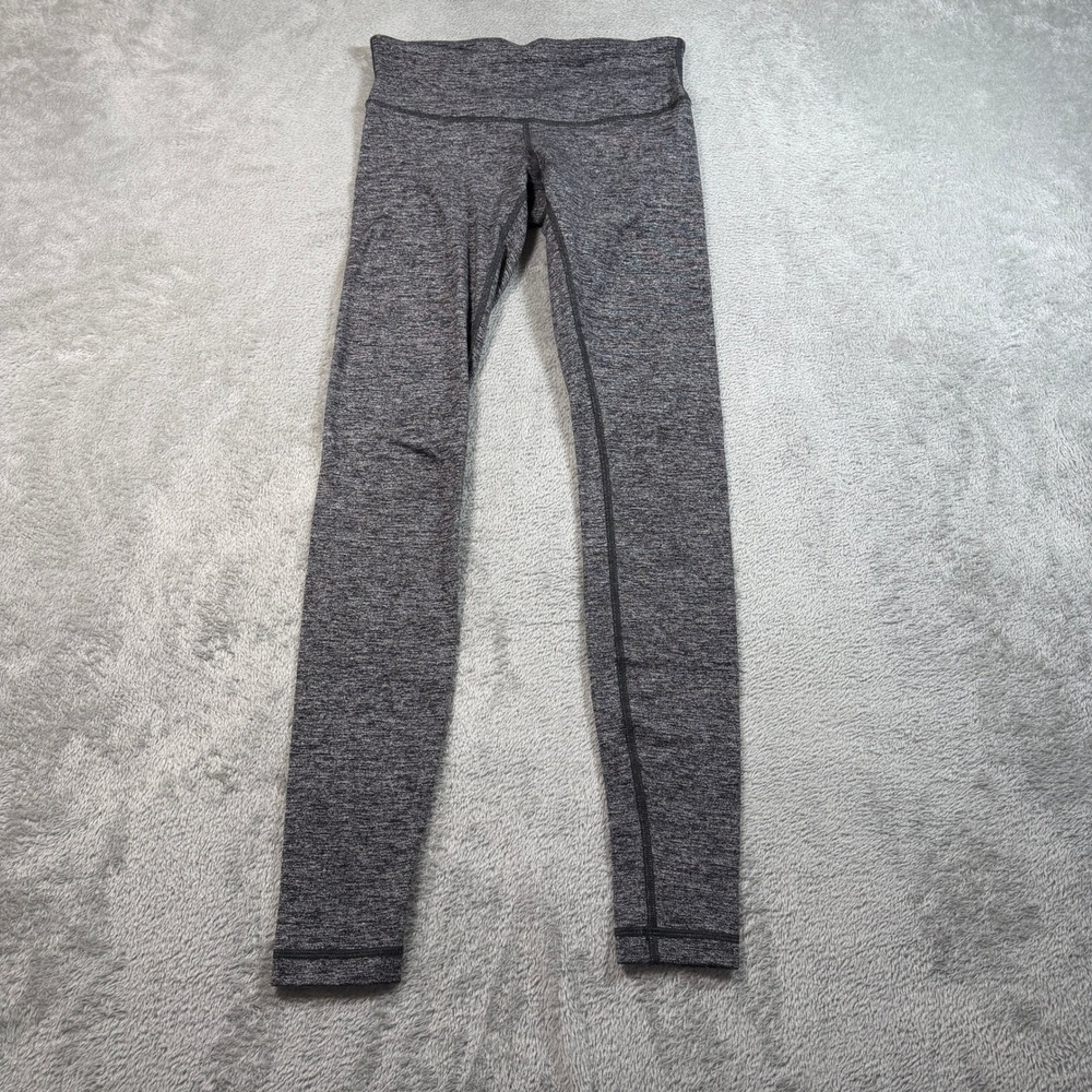 Lululemon Wunder Under Leggings 28" Women 4 Heathered Black Low Rise Luon Yoga